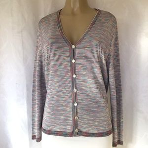Brenda French Rags Cardigan Sweater V Neck Striped